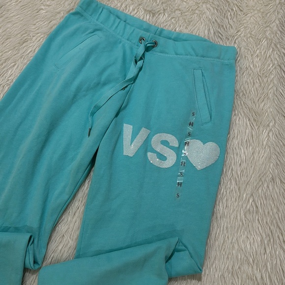 Victoria’s Secret turquoise sparkling sequins soft pants size small - Picture 2 of 6